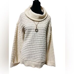 Adrienne Vittadini Ivory Cowl Neck Sweater